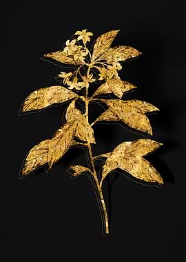 Gold Floral on Black