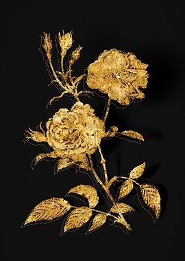 Gold Floral on Black