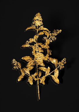 Gold Botanical on Black