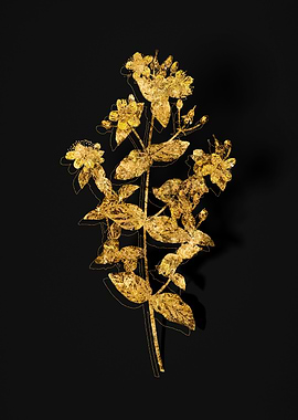 Gold Floral on Black