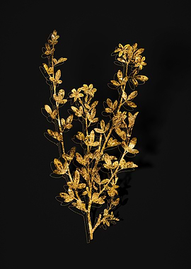 Gold Botanical on Black