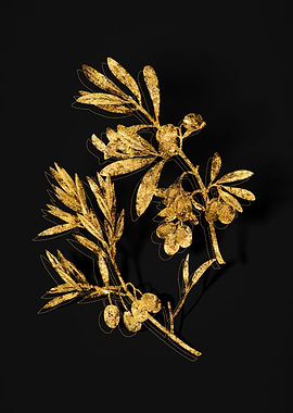 Gold Botanical on Black