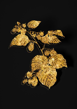 Gold Botanical on Black