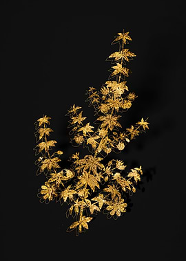 Gold Botanical on Black