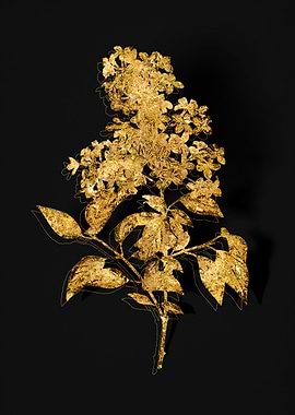 Gold Botanical on Black