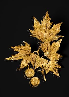 Gold Botanical on Black