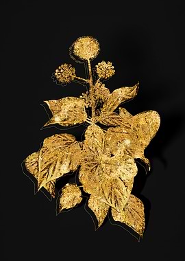 Gold Botanical on Black