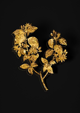 Gold Botanical on Black