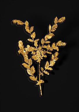 Gold Botanical on Black