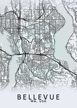 Bellevue WA USA City Map