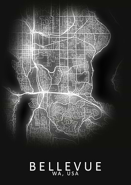 Bellevue WA USA City Map