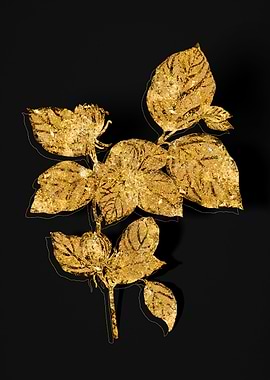 Gold Botanical on Black
