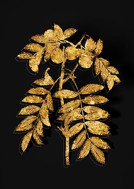 Gold Floral on Black