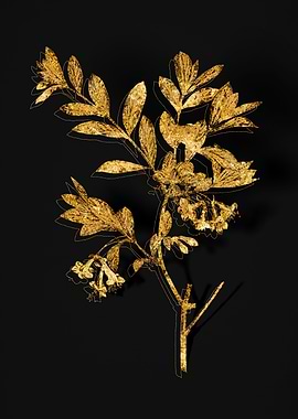 Gold Floral on Black