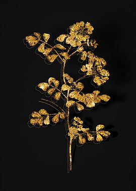 Gold Floral on Black