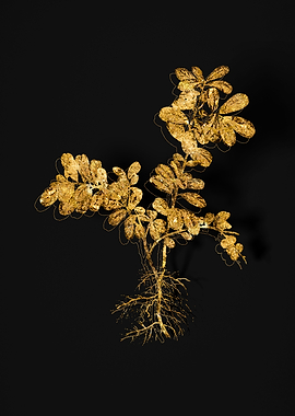Gold Botanical on Black