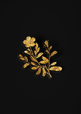 Gold Floral on Black