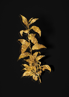 Gold Botanical on Black