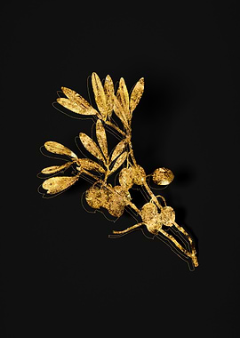 Gold Botanical on Black