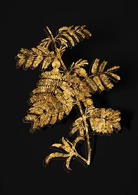 Gold Floral on Black