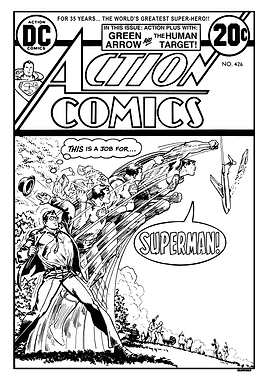 Superman Team Up Black and White