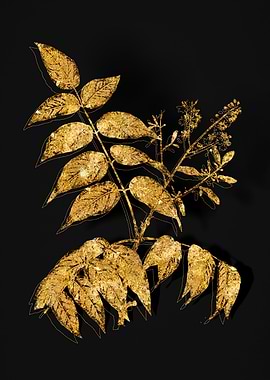 Gold Floral on Black