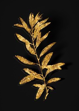 Gold Botanical on Black