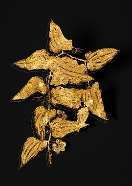 Gold Botanical on Black