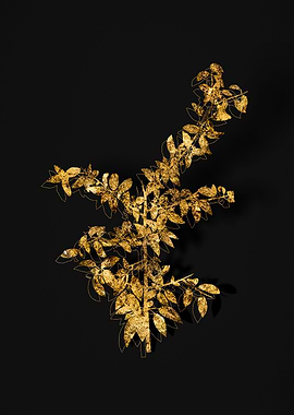 Gold Floral on Black
