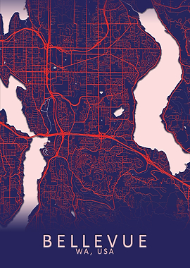 Bellevue WA USA City Map