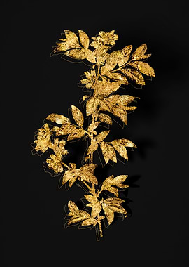 Gold Botanical on Black