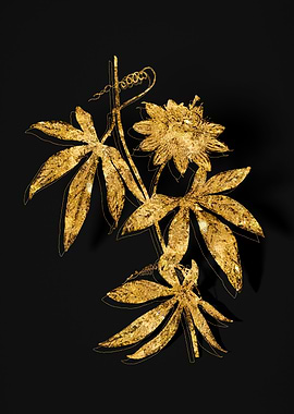 Gold Botanical on Black
