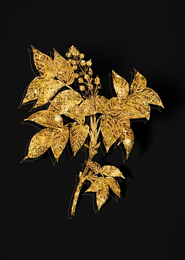 Gold Flora on Black