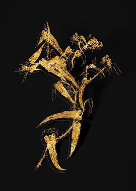 Gold Floral on Black