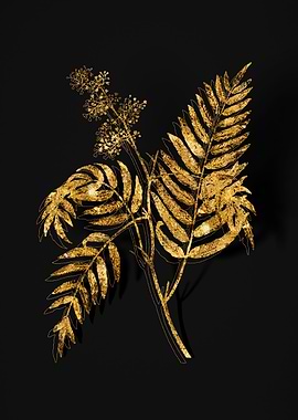 Gold Botanical on Black