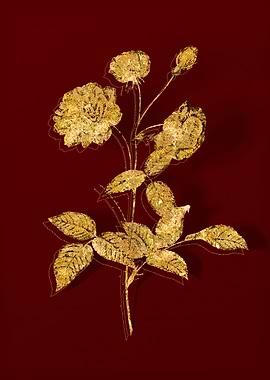 Gold Botanical on Red