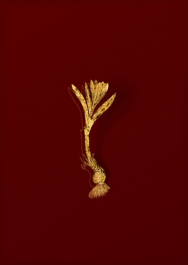 Gold Flora on Red