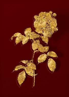 Gold Botanical on Red