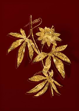 Gold Botanical on Red