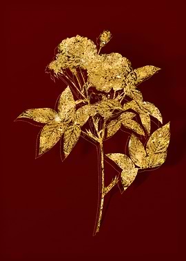 Gold Botanical on Red