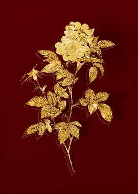 Gold Botanical on Red