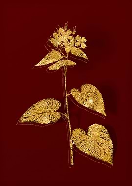 Gold Botanical on Red
