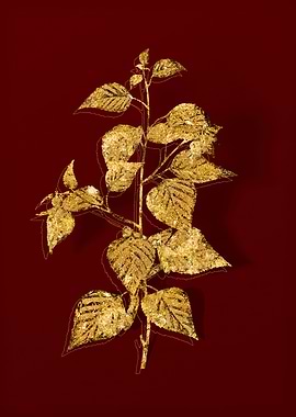 Gold Botanical on Red