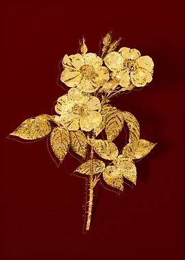Gold Botanical on Red
