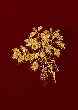 Gold Botanical on Red