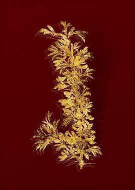 Gold Botanical on Red