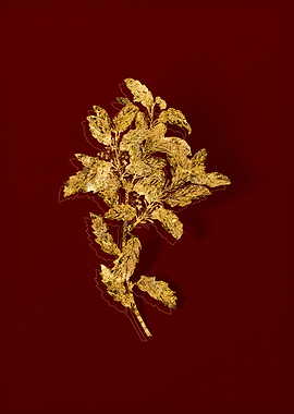 Gold Flora on Red