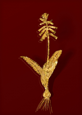 Gold Botanical on Red