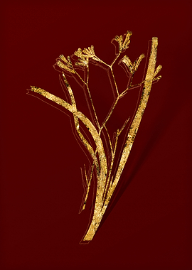Gold Flora on Red