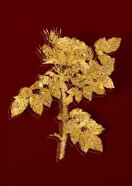 Gold Botanical on Red